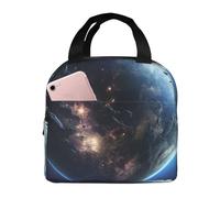 Earth And Moon - Lonchera portátil reutilizable, a prueba de fugas, aislada, con bolsillo frontal para mujeres y hombres, viajes, picnic, oficina, trabajo