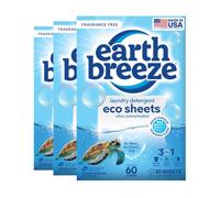 Earth Breeze Hojas de detergente para ropa sin fragancia, 180 cargas