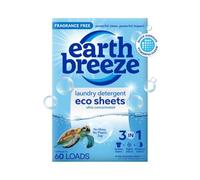 Earth Breeze Laundry Detergent Sheets Fragrance-Free - 60 Loads Eco Liquidless Soap - Travel-Friendly for Hot & Cold Cycles, Tackles Tough Stains & Odors - Gentle on Sensitive Skin, 30 Ct