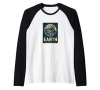 Earth Celestial Globe RA DEC Mapa de la Carta de Estrellas Camiseta Manga Raglan