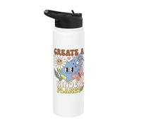 Earth Day Kindness Create A Kinder Planet Positive Message Stainless Steel Insulated Water Bottle