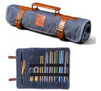 Earth & Fiber Co. Estuche para agujas de tejer de lona encerada (hasta 16 pulgadas), bolsa de tejer, organizador de agujas de tejer, almacenamiento de agujas de tejer, estuche circular para agujas de