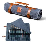 Earth & Fiber Co. Soporte para pinceles de pintura de lona encerada y cuero, bolsa de arte para pintura, dibujo y suministros de arte, suministros de pintura y suministros de arte para adultos, bolsa