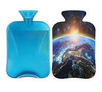 Earth Galaxy - Botella de agua caliente con funda esponjosa de 2 l, gran capacidad, bolsa de agua para noches acogedoras, alivio del dolor, espalda, cuello y hombros
