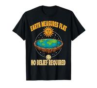 Earth Measures Flat No Belief Required Geography Humor Retro Camiseta