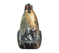 Earth Mountain Mountain Boat Lake Sling Bag, Mochila de Hombro Paquete de Pecho Causal Crossbody Daypack para Mujeres Hombres Senderismo Viajes