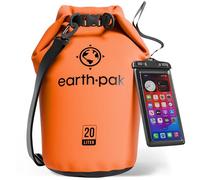 Earth Pak Bolsa Estanca- Impermeable Bolsa Seca de compresión Mantiene el Equipo seco para Kayak, Playa, Deportes, Rafting, Acampada y Pesca (Naranja, 20L)