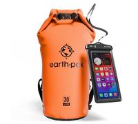 Earth Pak Bolsa Estanca- Impermeable Bolsa Seca de compresión Mantiene el Equipo seco para Kayak, Playa, Deportes, Rafting, Acampada y Pesca (Naranja, 30L)