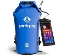 Earth Pak Bolsa Impermeable con Correa para el Hombro y Funda Impermeable para teléfono móvil, Ideal para Kayak, Senderismo, Camping, Pesca, canotaje y Rafting (Azul, 55 L)