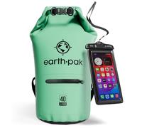 Earth Pak - Bolsa Impermeable con Funda Impermeable para teléfono móvil - Mantiene el Equipo seco para Kayak, Playa, Deportes, Rafting, Acampada, Senderismo y Pesca (Aguamarina, 40L)