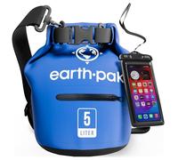 Earth Pak - Bolsa Impermeable con Funda Impermeable para teléfono móvil - Mantiene el Equipo seco para Kayak, Playa, Deportes, Rafting, Acampada, Senderismo y Pesca (Azul, 5L)