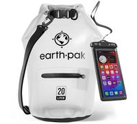 Earth Pak - Bolsa Impermeable con Funda Impermeable para teléfono móvil - Mantiene el Equipo seco para Kayak, Playa, Deportes, Rafting, Acampada, Senderismo y Pesca (Transparente, 20L)
