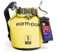 Earth Pak Bolsa Seca Impermeable de Serie Torrent para Kayak, canotaje, Senderismo, Camping y Pesca con Estuche para teléfono a Prueba de Agua (Amarillo, 5L)