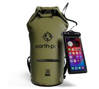 Earth Pak Bolsa Seca Impermeable de Serie Torrent para Kayak, canotaje, Senderismo, Camping y Pesca con Estuche para teléfono a Prueba de Agua 30L Verde