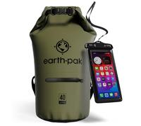 Earth Pak Bolsa Seca Impermeable de Serie Torrent para Kayak, canotaje, Senderismo, Camping y Pesca con Estuche para teléfono a Prueba de Agua 40L Verde