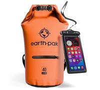 Earth Pak Bolsa Seca Impermeable de Serie Torrent para Kayak, canotaje, Senderismo, Camping y Pesca con Estuche para teléfono a Prueba de Agua 40L Naranja