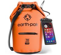 Earth Pak Bolsa Seca Impermeable de Serie Torrent para Kayak, canotaje, Senderismo, Camping y Pesca con Estuche para teléfono a Prueba de Agua (Naranja, 20L)