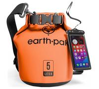 Earth Pak Bolsa Seca Impermeable de Serie Torrent para Kayak, canotaje, Senderismo, Camping y Pesca con Estuche para teléfono a Prueba de Agua (Naranja, 5L)