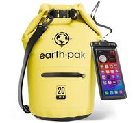 Earth Pak Bolsa Seca Impermeable de Serie Torrent para Kayak, canotaje, Senderismo, Camping y Pesca con Estuche para teléfono a Prueba de Agua (Amarillo, 20L)