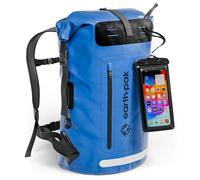 Earth Pak Mochila Impermeable- 35L/55L Con Cierre Enrollable Resistente y Panel Trasero Acolchado; IPX8 impermeable teléfono móvil incluye (Azul, 35L)