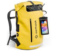 Earth Pak Mochila Impermeable- 35L/55L Con Cierre Enrollable Resistente y Panel Trasero Acolchado; IPX8 impermeable teléfono móvil incluye (Amarillo, 35L)