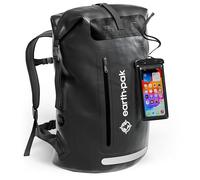 Earth Pak Mochila impermeable con cierre enrollable, bolsillo frontal, panel trasero acolchado y funda para teléfono