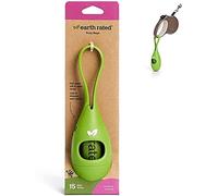 Earth Rated Dispensador de bolsas para excrementos con correa de silicona y base, incluye 1 rollo de 15 bolsas para excrementos con aroma a lavanda, soporte para bolsas de excremento de perro para