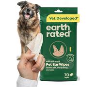 Earth Rated Toallitas para Orejas para Mascotas, hipoalergénicas para Perros y Gatos para Eliminar la Suciedad y la acumulación de Cera, Aroma a Avena, 70 Unidades
