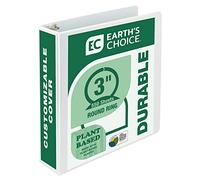 Earth`s Choice Biodegradable Round Ring View Binder, 3" Capacity, White