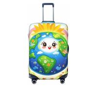 Earth Smile - Funda elástica para equipaje de viaje, protector de maleta, antiarañazos, estampado, Black, L