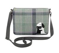 Earth Squared Bandolera de tweed de lana para mujer, diseño de animales, correa ajustable, cierre de cremallera, 27 x 20 x 5 cm, Abrazar a perro y gato, 27 X 20 X 5 Centimeters