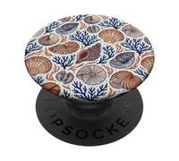 Earth Tones Seashells Coral Reef Ocean Life Boho Coastal PopSockets PopGrip Adhesivo