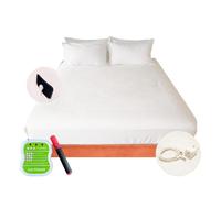 earthbeat Funda Bajera Clásica de Earthing. Adaptador UE y Kit Comprobador de Grounding Incluidos. Fibra de Plata y Algodón Sin Teñir, Suave y Liso. Terapia Natural. King (183×203×38 cm)