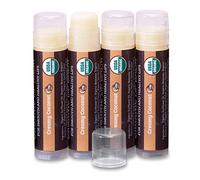 Earth's Daughter - Bálsamo labial orgánico USDA, paquete de 4 unidades, sabor cremoso a coco, cera de abejas, aceite de coco, vitamina E, la mejor reparación de labios para labios secos y agrietados
