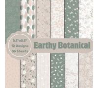 Earthy Botanical Scrapbook Paper Craft Pad: 12 Neutral Floral Designs, 36 Double-Sided Sheets Printed on 8.5"x8.5" Size Paper. Great for Decorations, ... Junk Journal and DIY Projects and More!