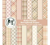 Earthy Plaids Scrapbook Paper Pad: Neutral Tones Craft Paper Pad, Fall Craft Paper for DIY Card Making, Junk Journaling, Origami, Pastel Brown Gingham ... for Kids, Double-Sided, 8.5 x 8.5 inch