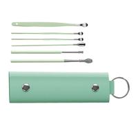 earWax Removal Kit - 11x3x1cm Storage Tube, Stainless Steel earScoops, Curette and Spring Pick Set with PU Grip | Portable earCleaning Tool for Men, Women, Kids, Adults at Home or Travel