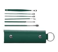 earWax Remover Tool - 11x3x1cm Storage Tube, Stainless Steel Portable earScoop Set with PU Handles, earCurettes and Spiraling Picks | earCleaning Tool for Women, Men, and Adults Safe Use