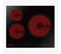 EAS ELECTRIC SMART TECHNOLOGY | Vitrocerámica 60 cm | EMCH295-3F | 3 zonas | Control táctil por zona | Zona triple gigante 29.5 cm | Bloqueo infantil | 9 niveles | Temporizador 99 min