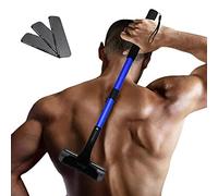 EASACE Afeitadora Espalda Afeitadora Corporal para Hombres, Depilación Corporal con Mango Largo 54.5cm Ajustable, Curvo DIY Peluquero Afeitadora Sin Dolor con 3 Durable Cuchilla Repuesto (Azul)