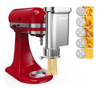 Eascandy Accesorio de prensa de pasta gourmet de metal para batidora de pie KitchenAid, accesorio de metal duradero para hacer pasta con 5 platos intercambiables para pasta casera fresca