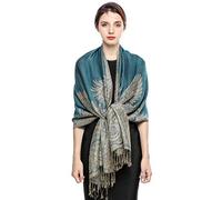 EASE LEAP Elegante Bufanda Estampada para Mujer Lujoso Chal Cálido con Borla Suave Pashmina Estilo Paisley Étnico Uso en Otoño Invierno 200 * 70cm/(12-Turquesa)