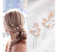Easedaily Bride Wedding Hair Pins Silver Bridal Hair Pieces Bead Hair Accessories for Women and Girls (pack of 2)