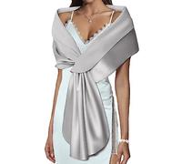 EASEDAILY Chales y envolturas de mujer para vestidos de noche, bufanda de boda, elegante estola de novia para novia y dama de honor, C-Plateado, US 4-10 (S)