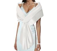 EASEDAILY - Chales y envolturas para mujer, para vestidos de noche, chal de boda, elegantes chales para novia y dama de honor, F- blanco, US 12-18 (M)