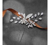 Easedaily Crystal Bride Wedding Hair Pins Silver Flower Hair Pieces Leaf Headpieces Bridal Hair Accessories for Women and Girls