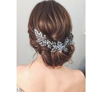 EASEDAILY Crystal Bride Wedding Hair Vine Silver Pearl Hair Pieces Rhinetone Headpieces Headband Bridal Hair Accessories for Women and Girls