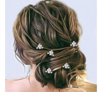 Easedaily Pearl Bride Wedding Hair Pins Silver Rhinestone Bridal Hair Pieces Crystal Hair Accessories for Women and Girls (pack of 5)