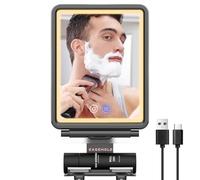 EASEHOLD Espejo de ducha sin niebla para afeitarse, espejo de afeitado con calefacción para ducha, espejo de ducha ajustable antivaho con soporte para maquinilla de afeitar y bandeja de