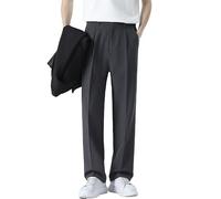 EaseMotions-Super Stretch Ice Silk Comfort Everyday Pant Everyday Comfor Dualego Men's Ice Silk Pants-Slim Fit Super Stretch (Gray,L)